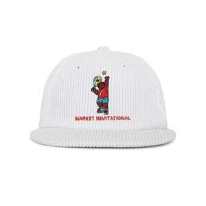 MARKET Invitational 5 Panel Hat in White OS New Mens Cap Corduroy Tennis